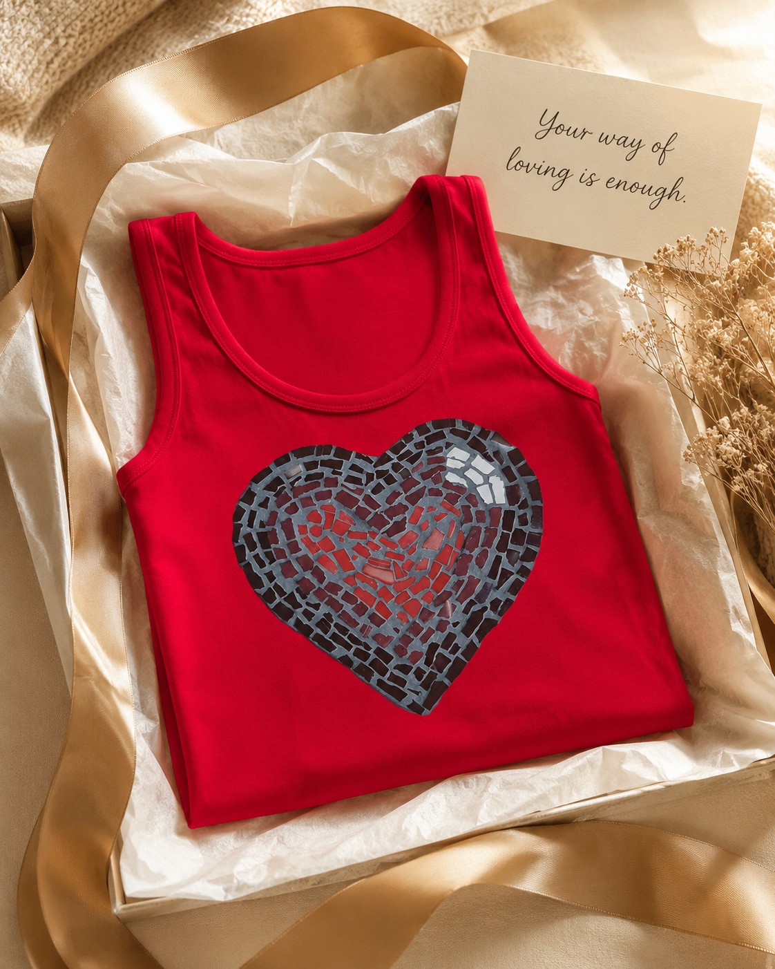Love Heart Coaster Mosaic Unisex Jersey Tank Top | Meaningful Art Tank