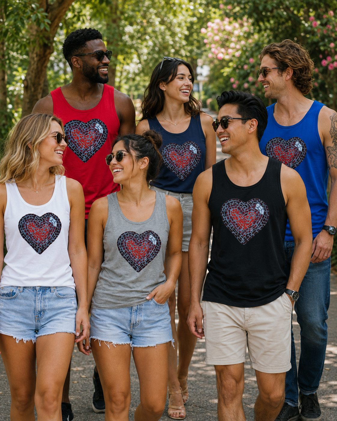 Love Heart Coaster Mosaic Unisex Jersey Tank Top | Meaningful Art Tank