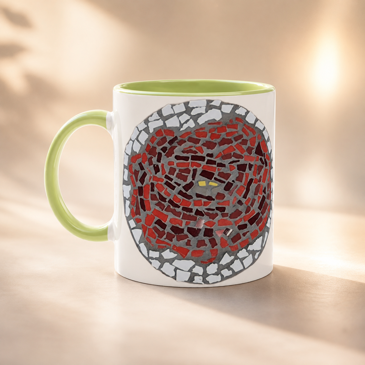 Rose Coaster Ceramic Mug | Floral Art Coffee Mug