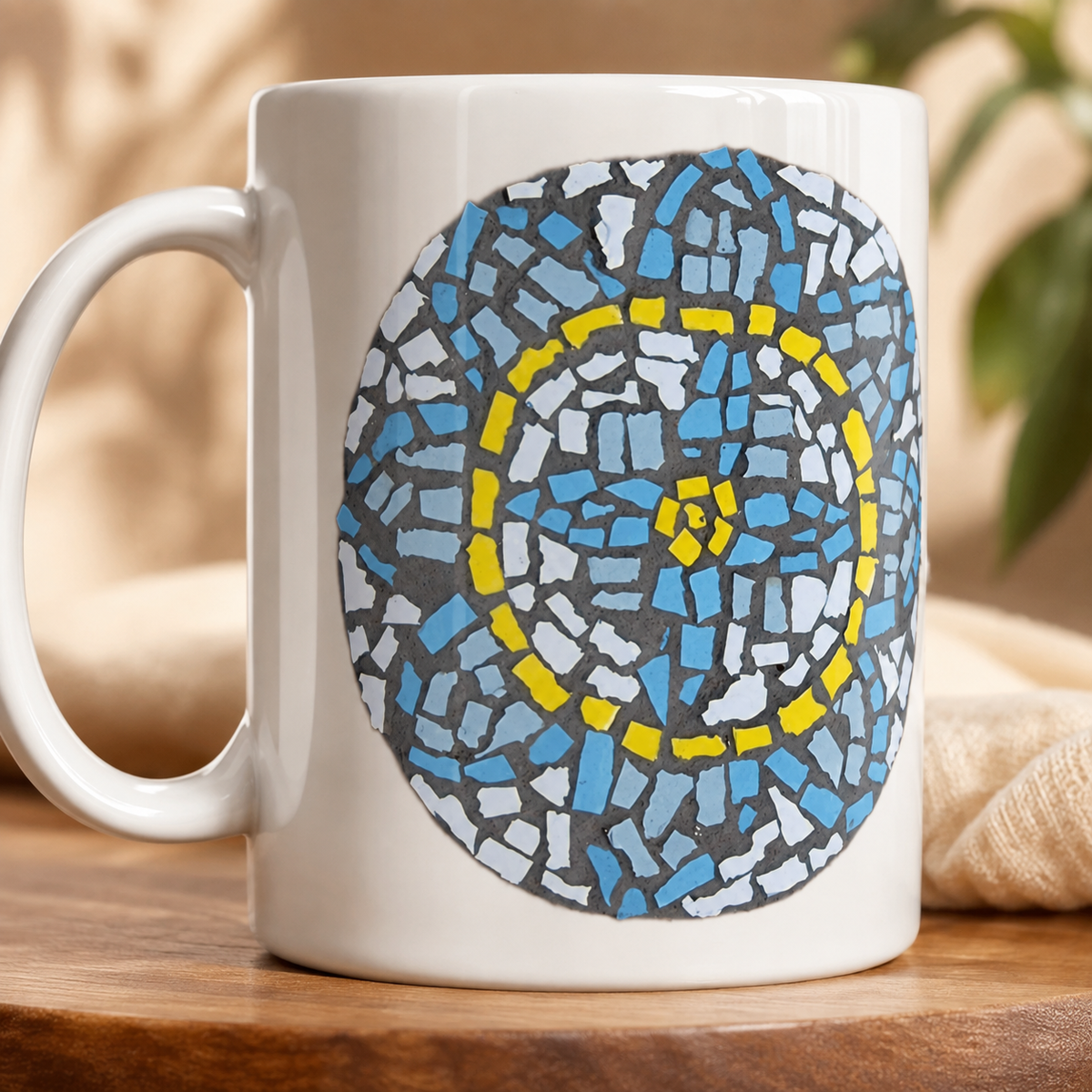 White 15oz Ceramic Mug | Mandala Coaster
