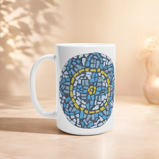 White 15oz Ceramic Mug | Mandala Coaster