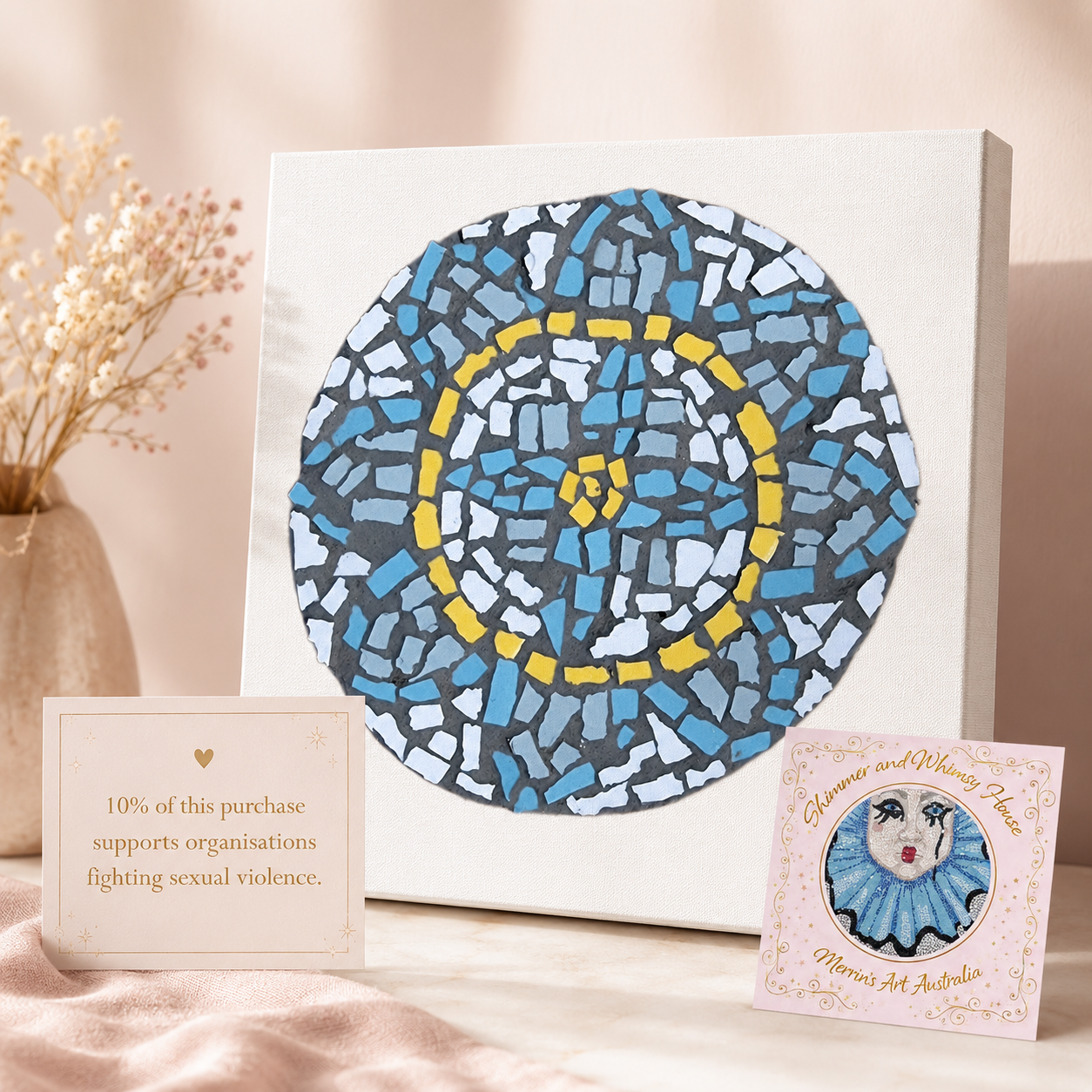 🌿 Mandala Coaster Canvas Print | Meaningful Mosaic-Inspired Wall Art