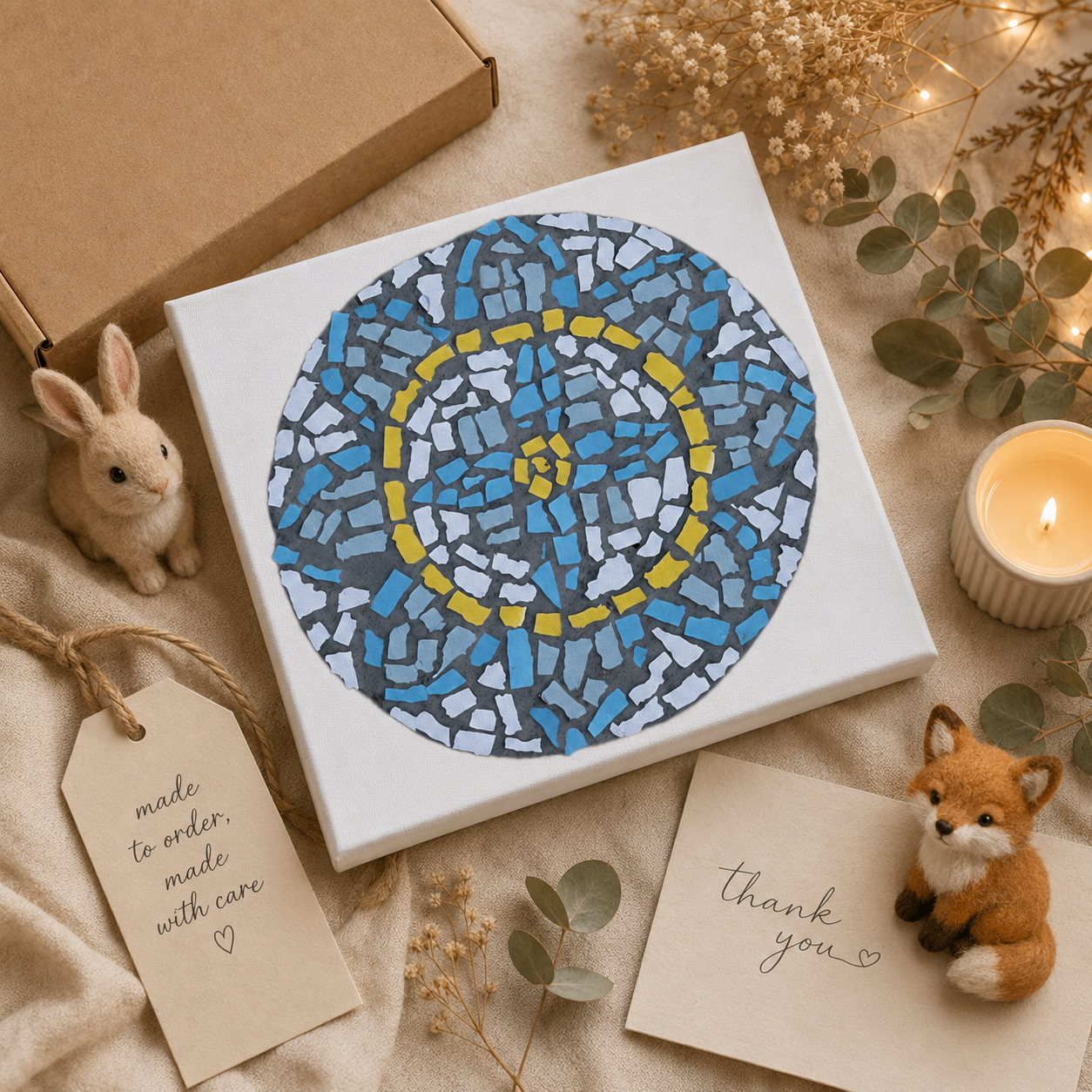 🌿 Mandala Coaster Canvas Print | Meaningful Mosaic-Inspired Wall Art