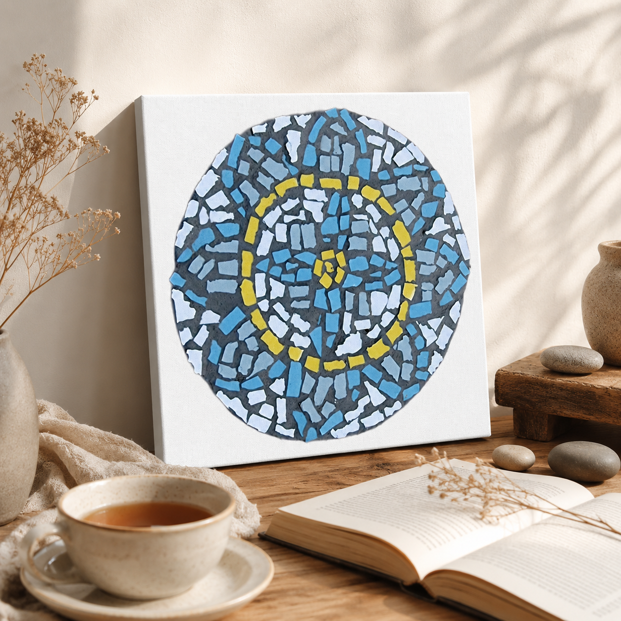 🌿 Mandala Coaster Canvas Print | Meaningful Mosaic-Inspired Wall Art