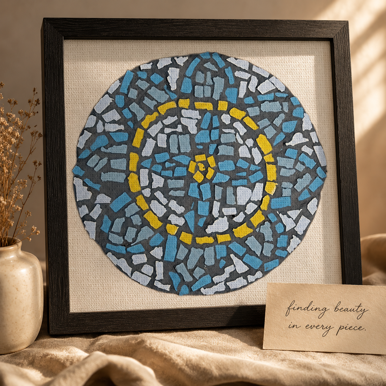 Mandala Coaster Framed Canvas Print | Mosaic-Inspired Mandala Wall Art