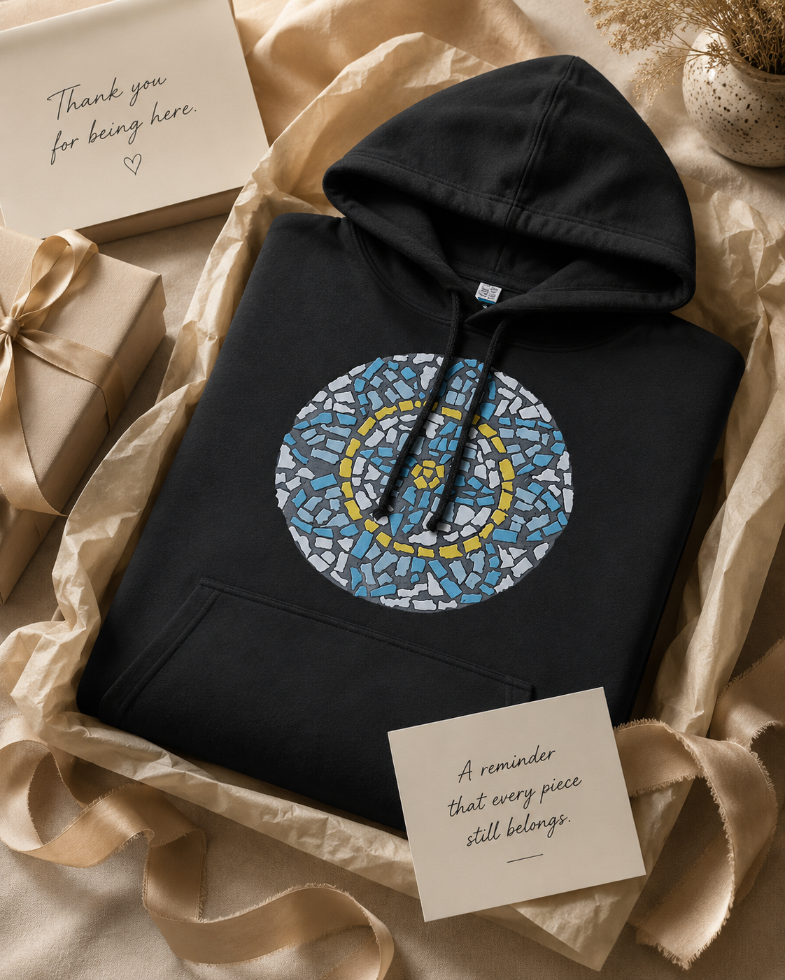 Mandala Coaster Mid-Weight Hoodie | Meaningful Mosaic Art Hoodie