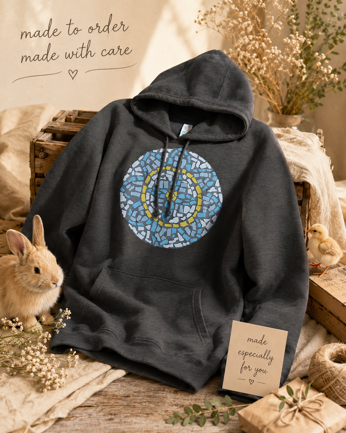 Mandala Coaster Mid-Weight Hoodie | Meaningful Mosaic Art Hoodie