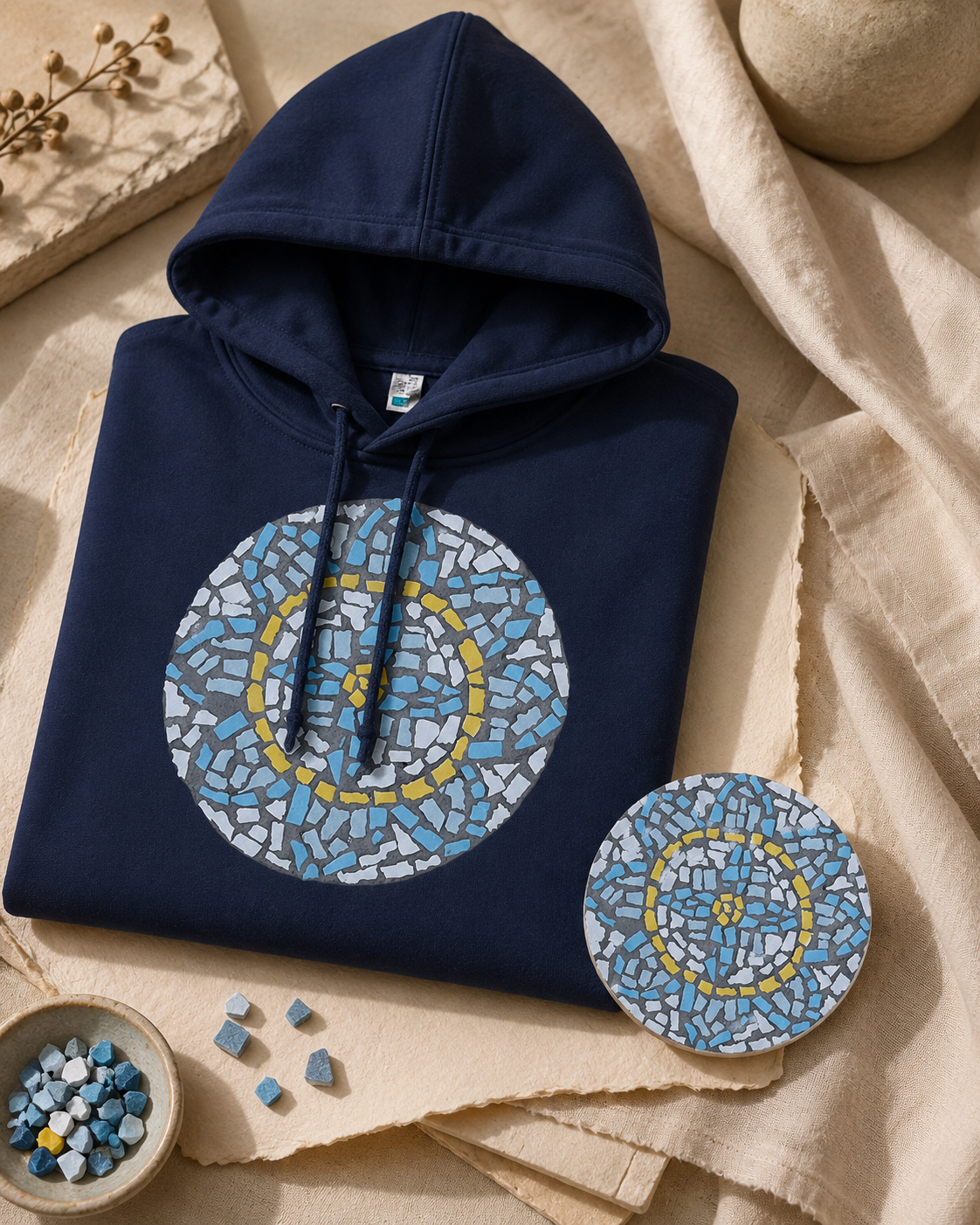Mandala Coaster Mid-Weight Hoodie | Meaningful Mosaic Art Hoodie