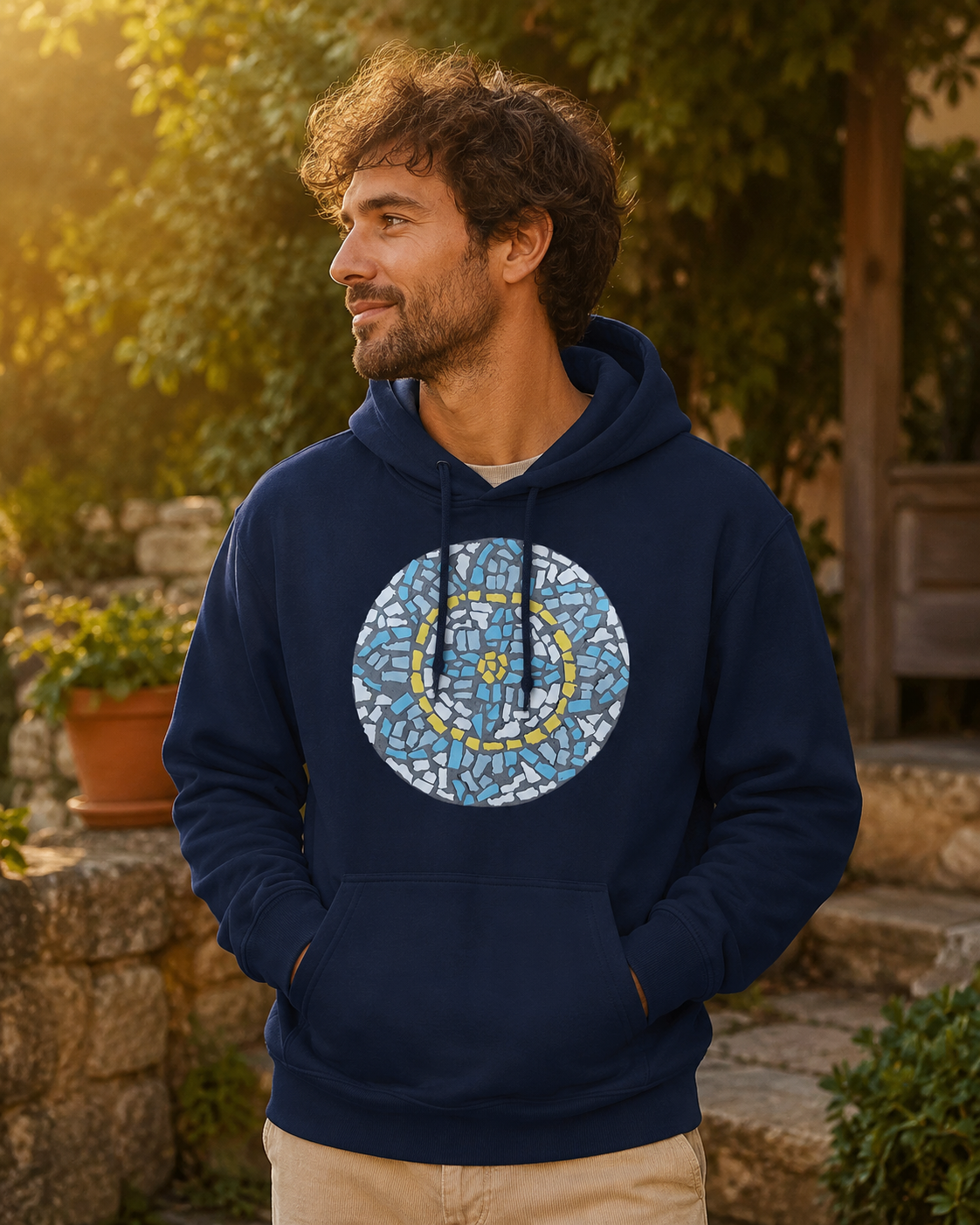 Mandala Coaster Mid-Weight Hoodie | Meaningful Mosaic Art Hoodie