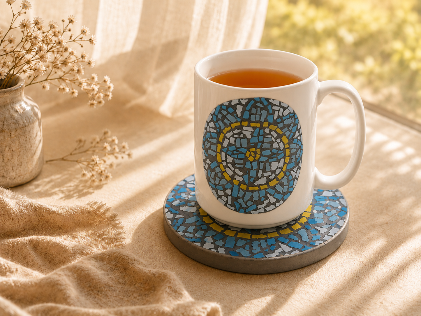 Mandala Mosaic Coaster DIY Kit – 10cm Round | Beginner-Friendly  | 🌱 Level 1