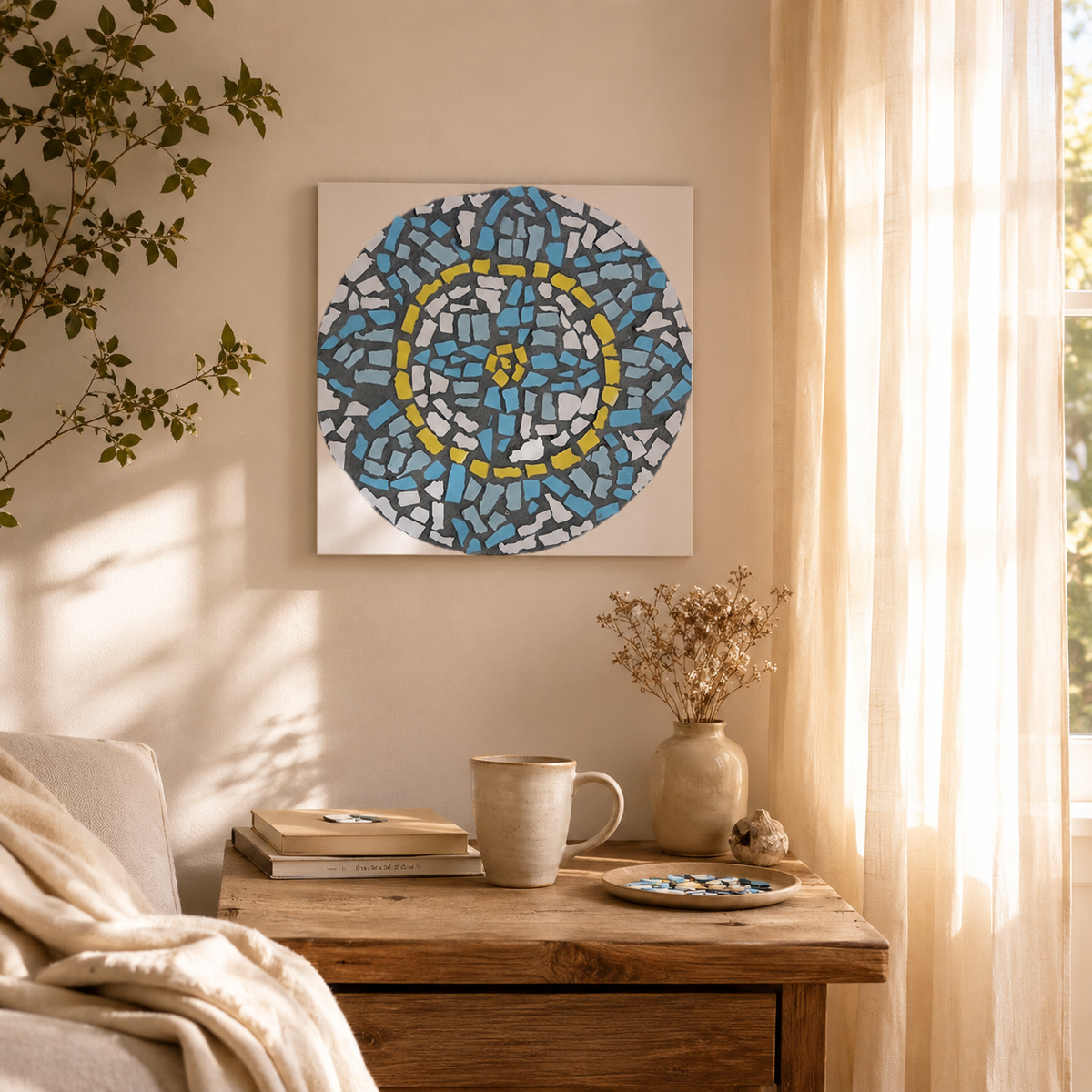 Mandala Coaster Fine Art Poster | Mosaic-Inspired Mandala Wall Art
