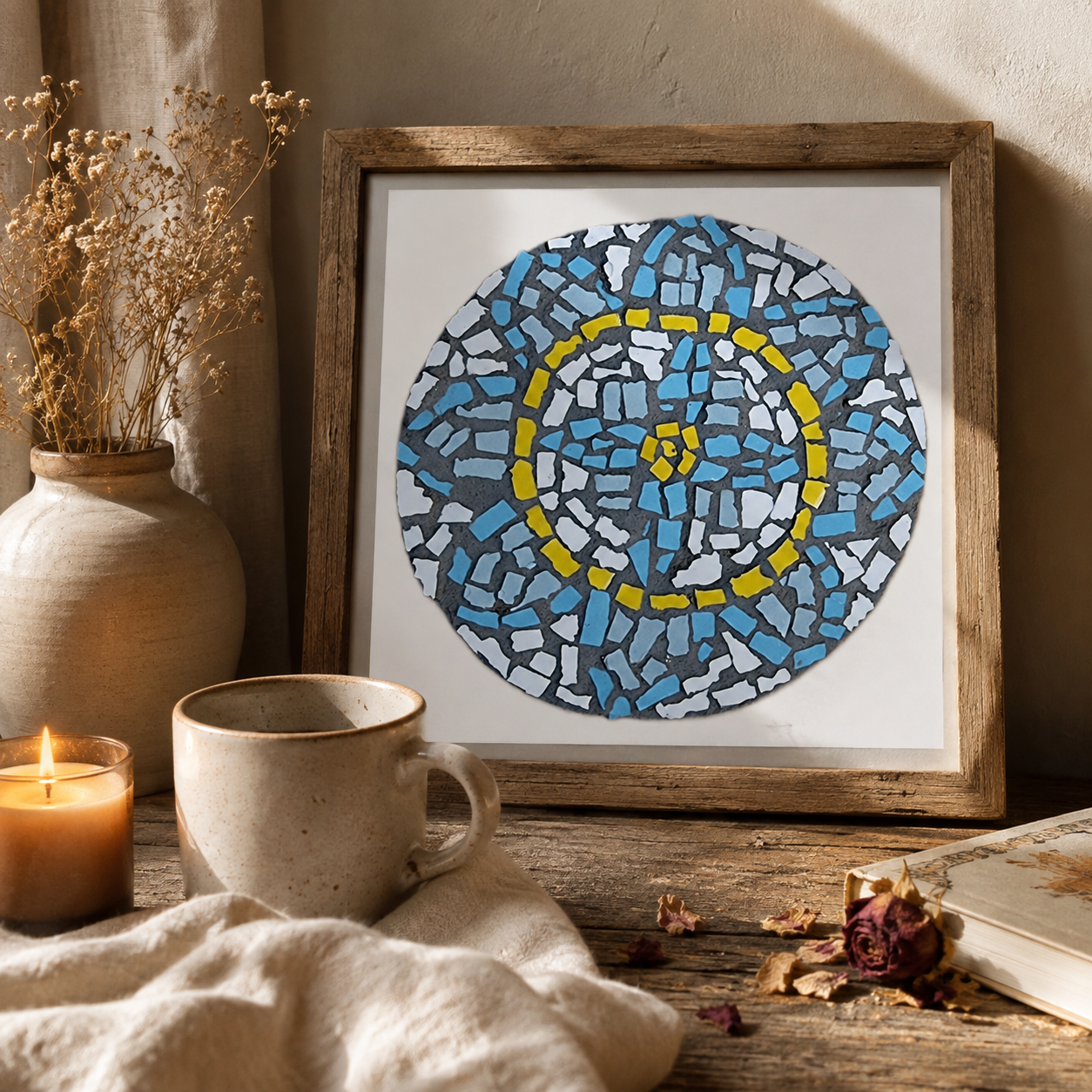 Mandala Coaster Fine Art Poster | Mosaic-Inspired Mandala Wall Art