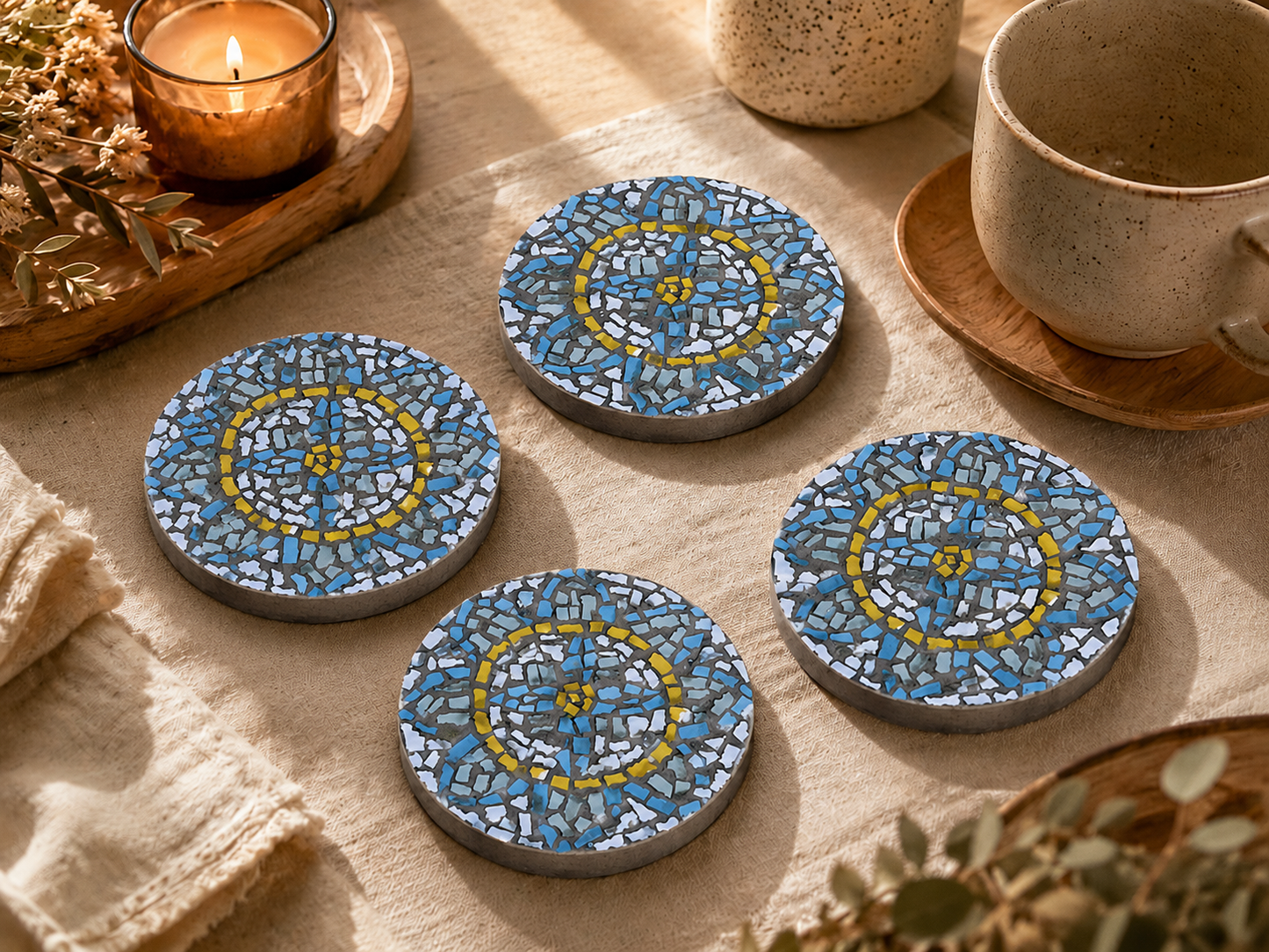 Mandala Mosaic Coaster DIY Kit – 10cm Round | Beginner-Friendly  | 🌱 Level 1