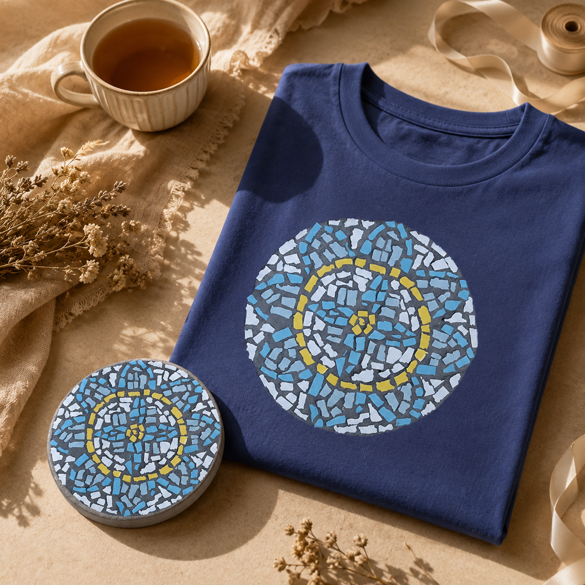 Mandala Coaster Unisex Ultra Cotton Tee | Meaningful Mosaic Art Shirt