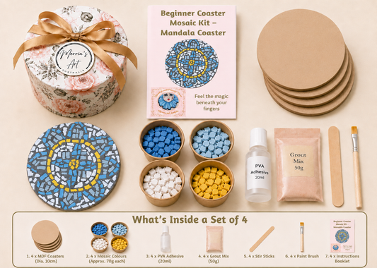 Mandala Coasters Level 1 Physical Kit — Set of 4