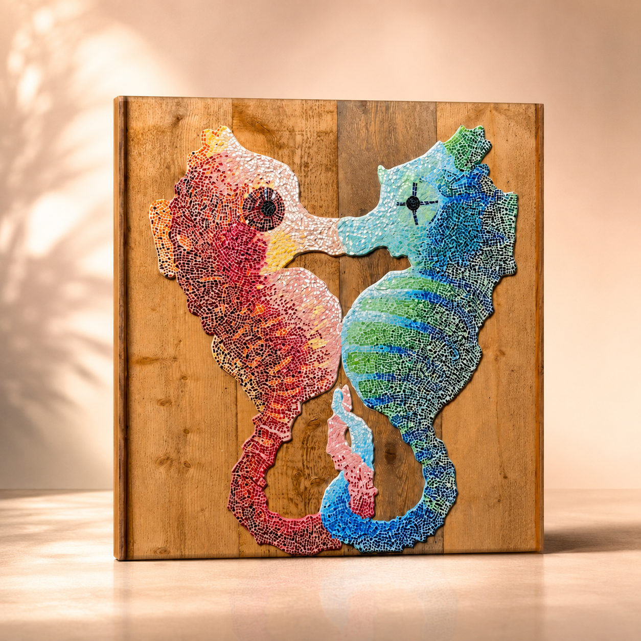 “Our Light Beneath The Waves” Seahorse Mosaic Canvas Print | Ocean Wall Art