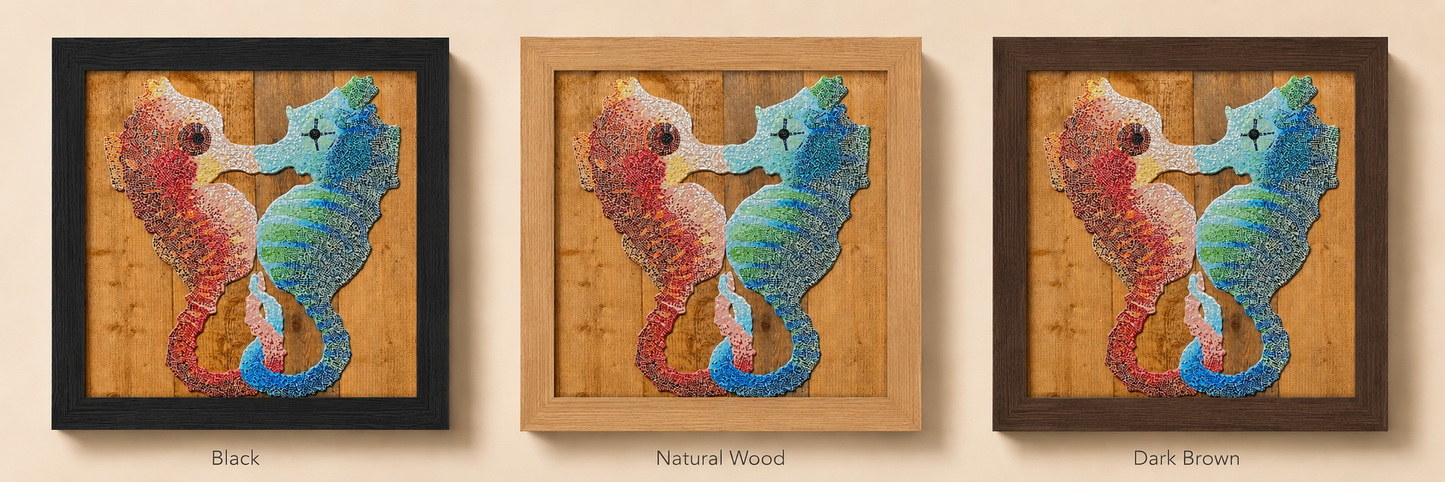 Our Light Beneath The Waves Seahorse Mosaic Framed Canvas Print