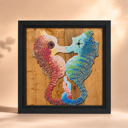 Our Light Beneath The Waves Seahorse Mosaic Framed Canvas Print