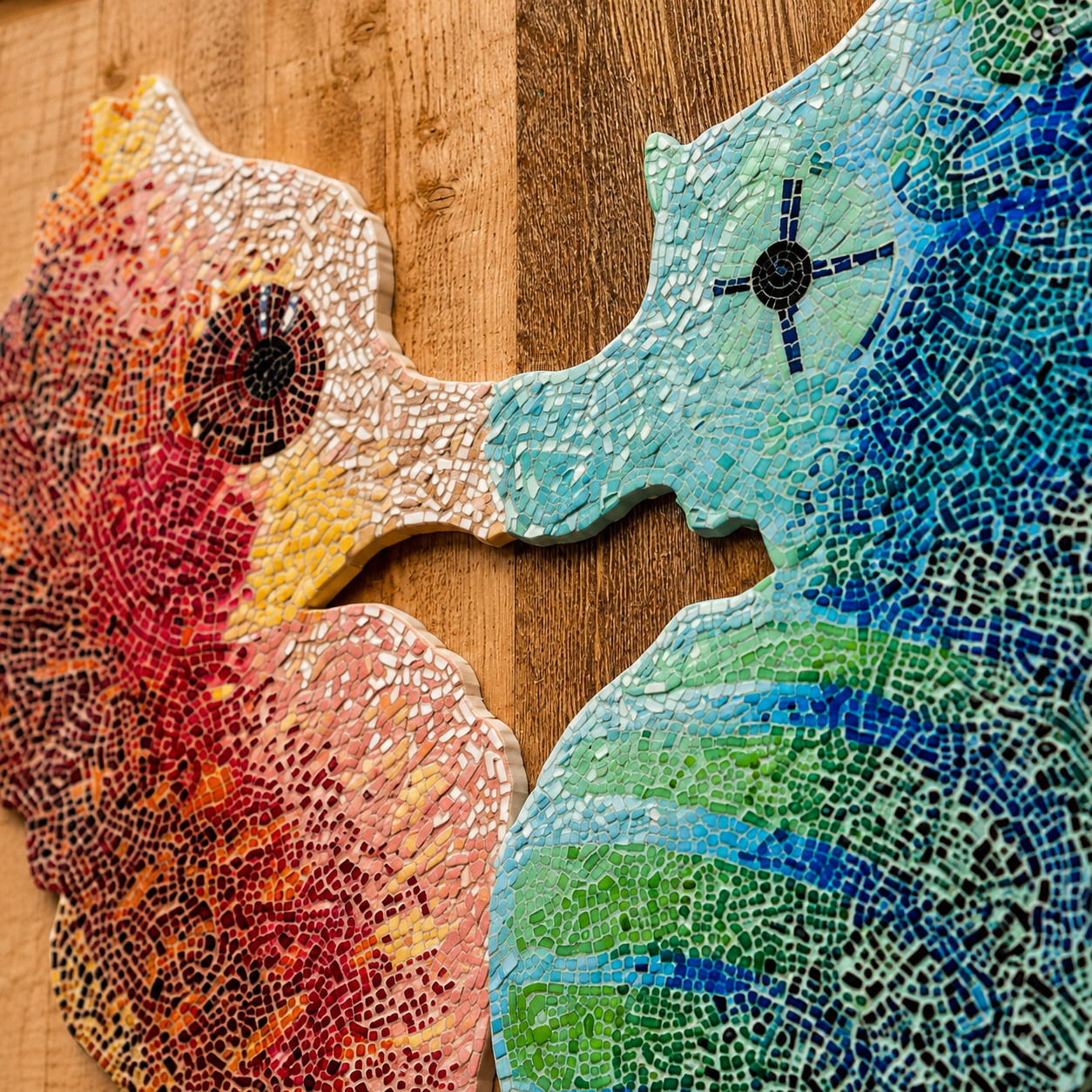 “Our Light Beneath The Waves” Seahorse Mosaic Framed Poster | Ocean Wall Art