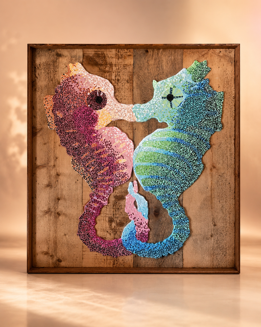 Our Light Beneath the Waves Original Mosaic — Seahorse Artwork of Love & Resilience