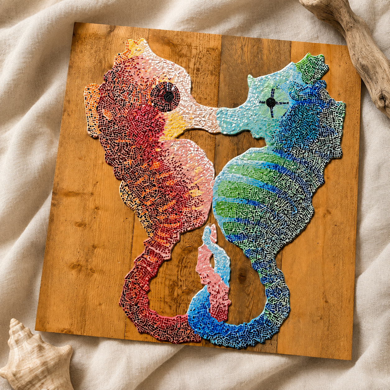 Our Light Beneath The Waves Seahorse Mosaic Fine Art Poster