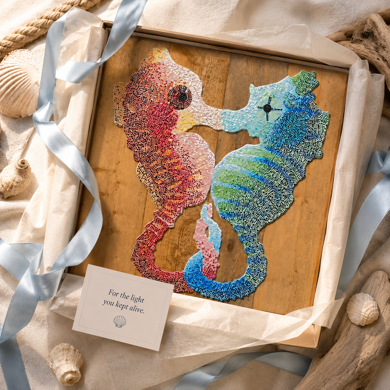 Our Light Beneath The Waves Seahorse Mosaic Fine Art Poster
