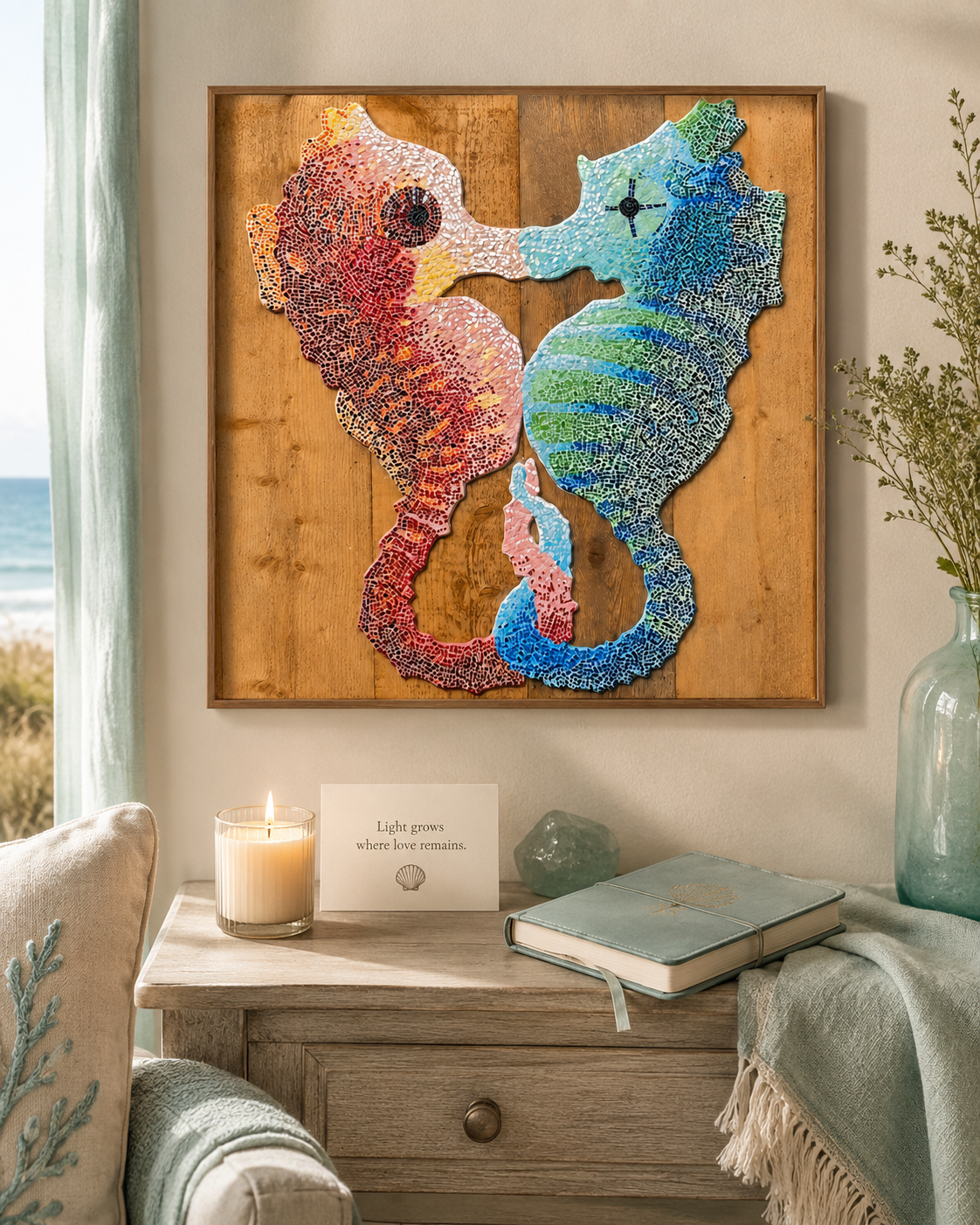 Our Light Beneath The Waves Seahorse Mosaic Fine Art Poster
