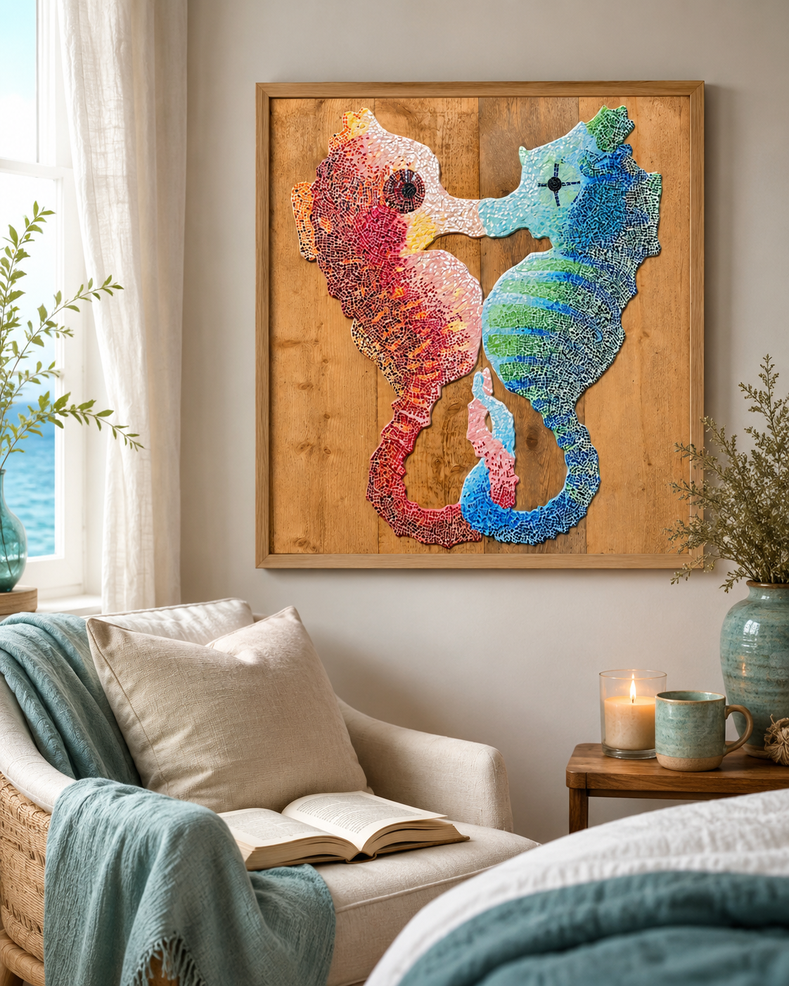 Our Light Beneath The Waves Seahorse Mosaic Fine Art Poster