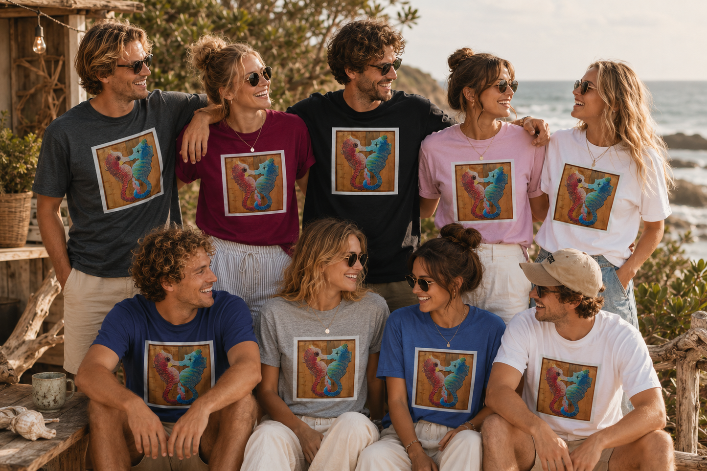 Our Light Beneath The Waves Seahorse Mosaic Ultra Cotton Tee
