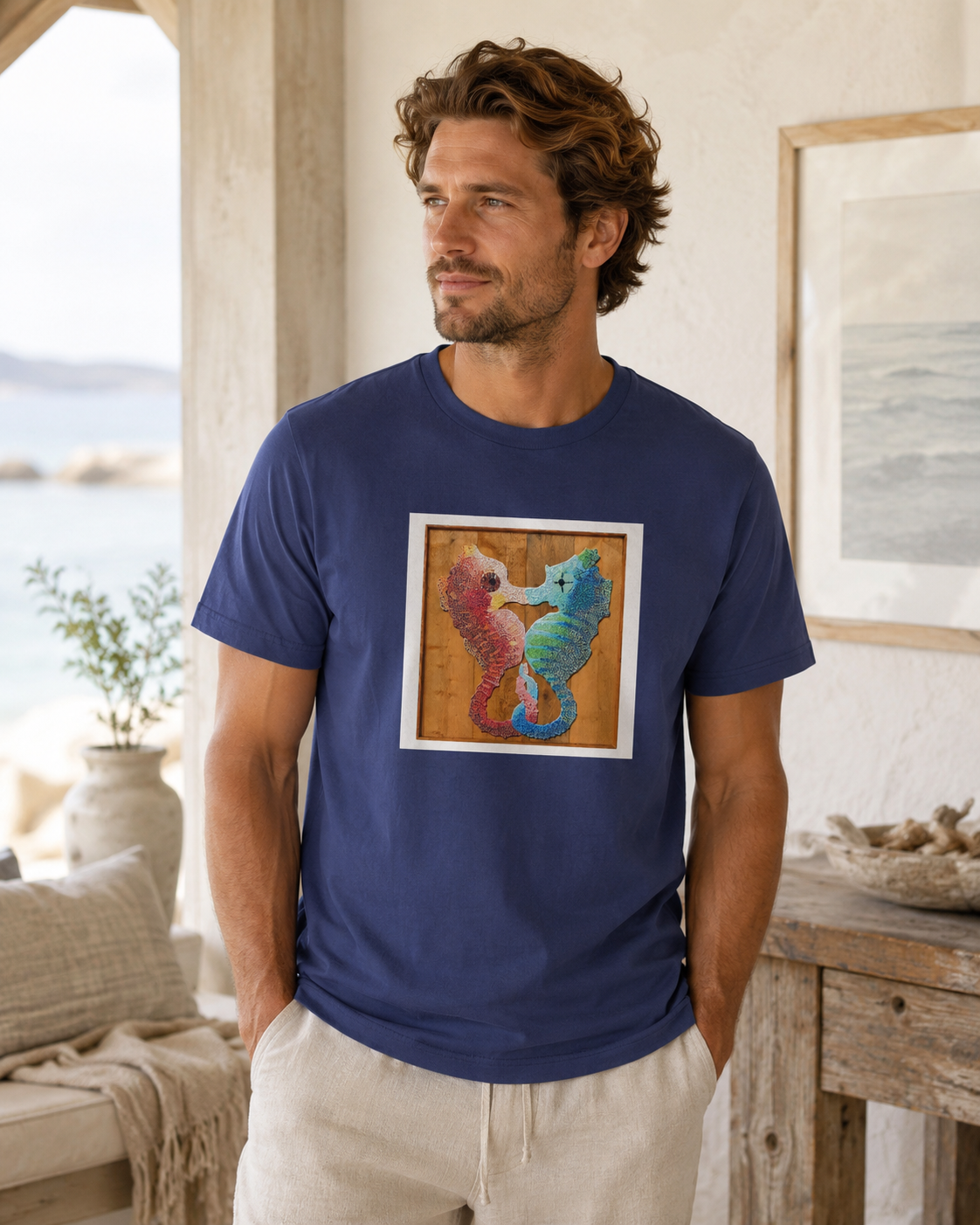 Our Light Beneath The Waves Seahorse Mosaic Ultra Cotton Tee