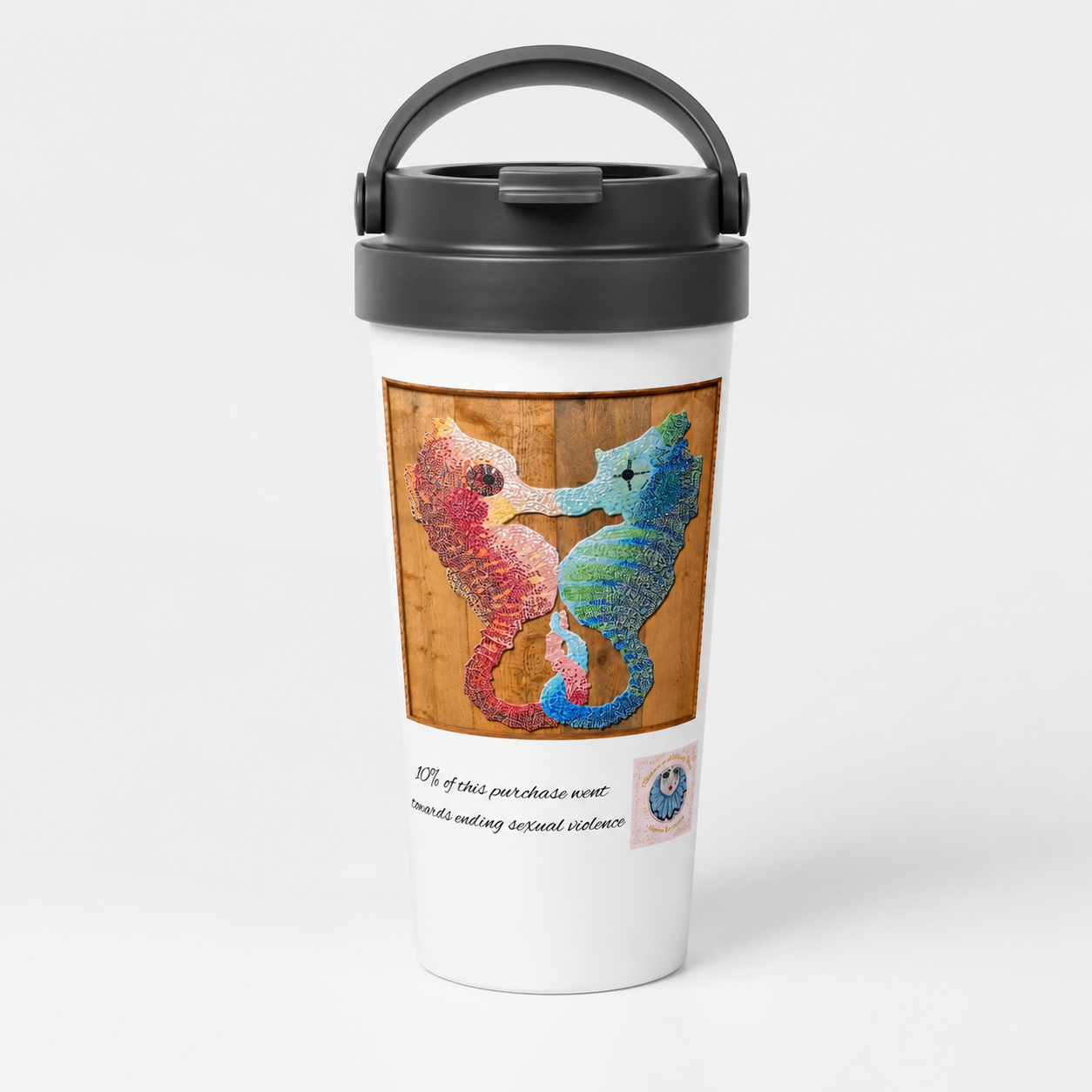 Our Light Beneath The Waves Seahorse Mosaic 15oz Travel Mug