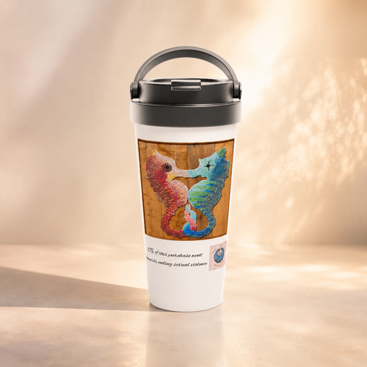 Our Light Beneath The Waves Seahorse Mosaic 15oz Travel Mug
