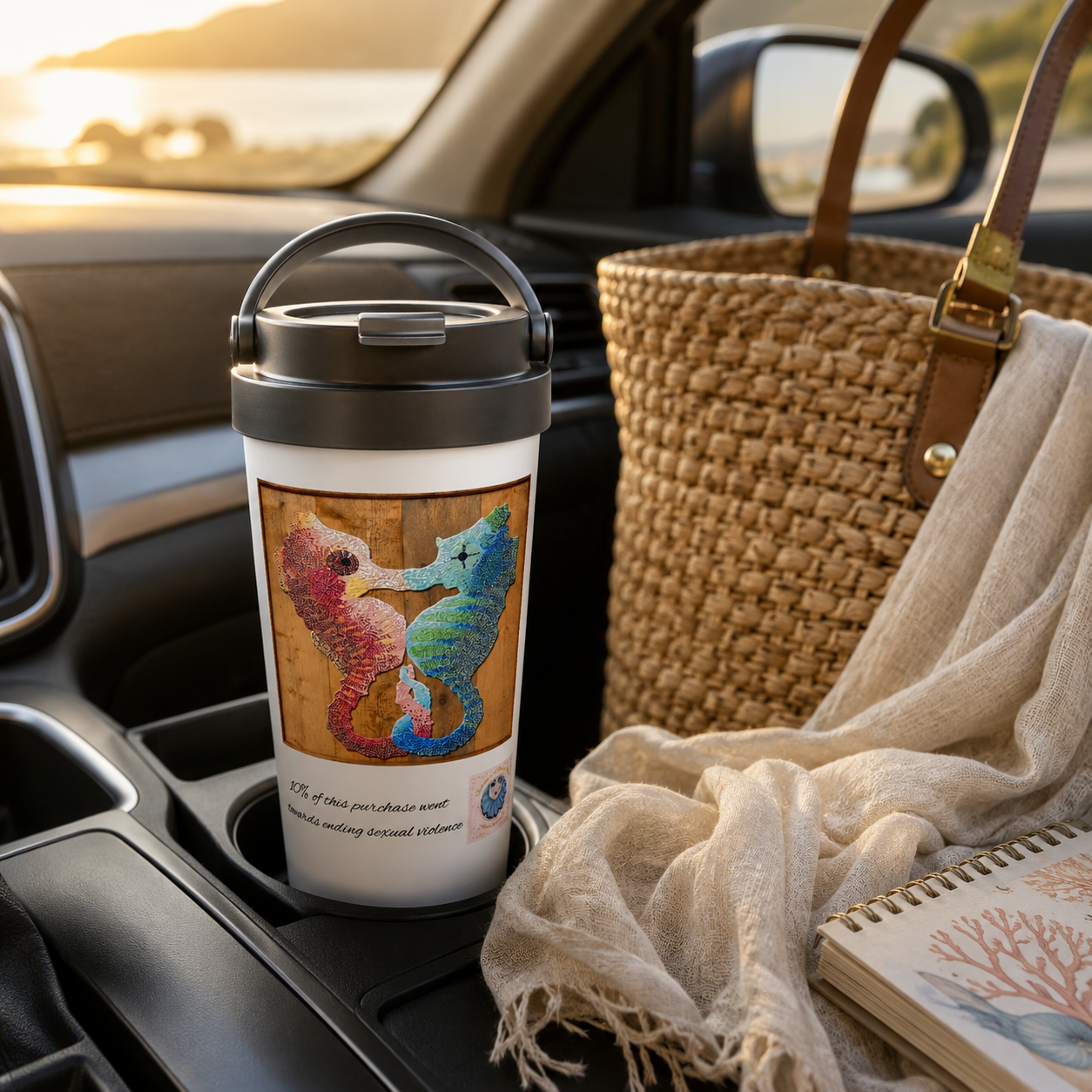 Our Light Beneath The Waves Seahorse Mosaic 15oz Travel Mug