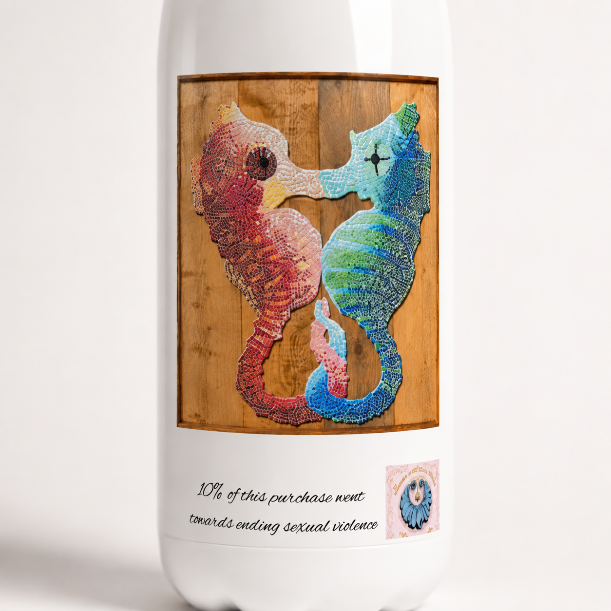 Our Light Beneath The Waves Seahorse Mosaic 17oz Water Bottle