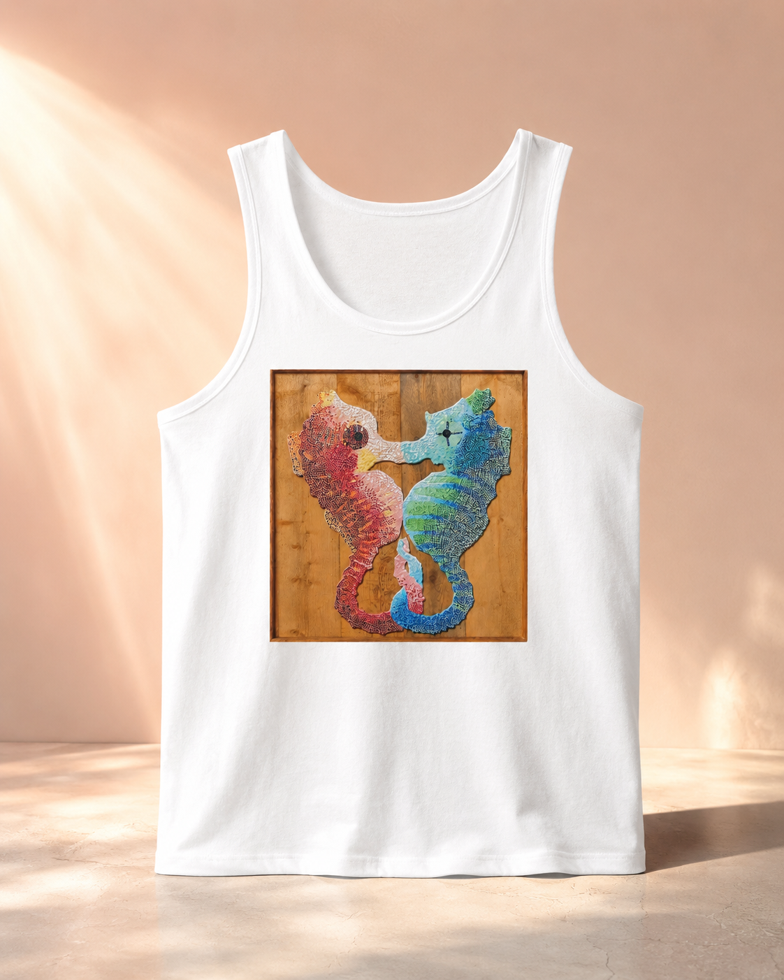 Premium Unisex Tank Top | Our Light Beneath the Waves Seahorse Mosaic