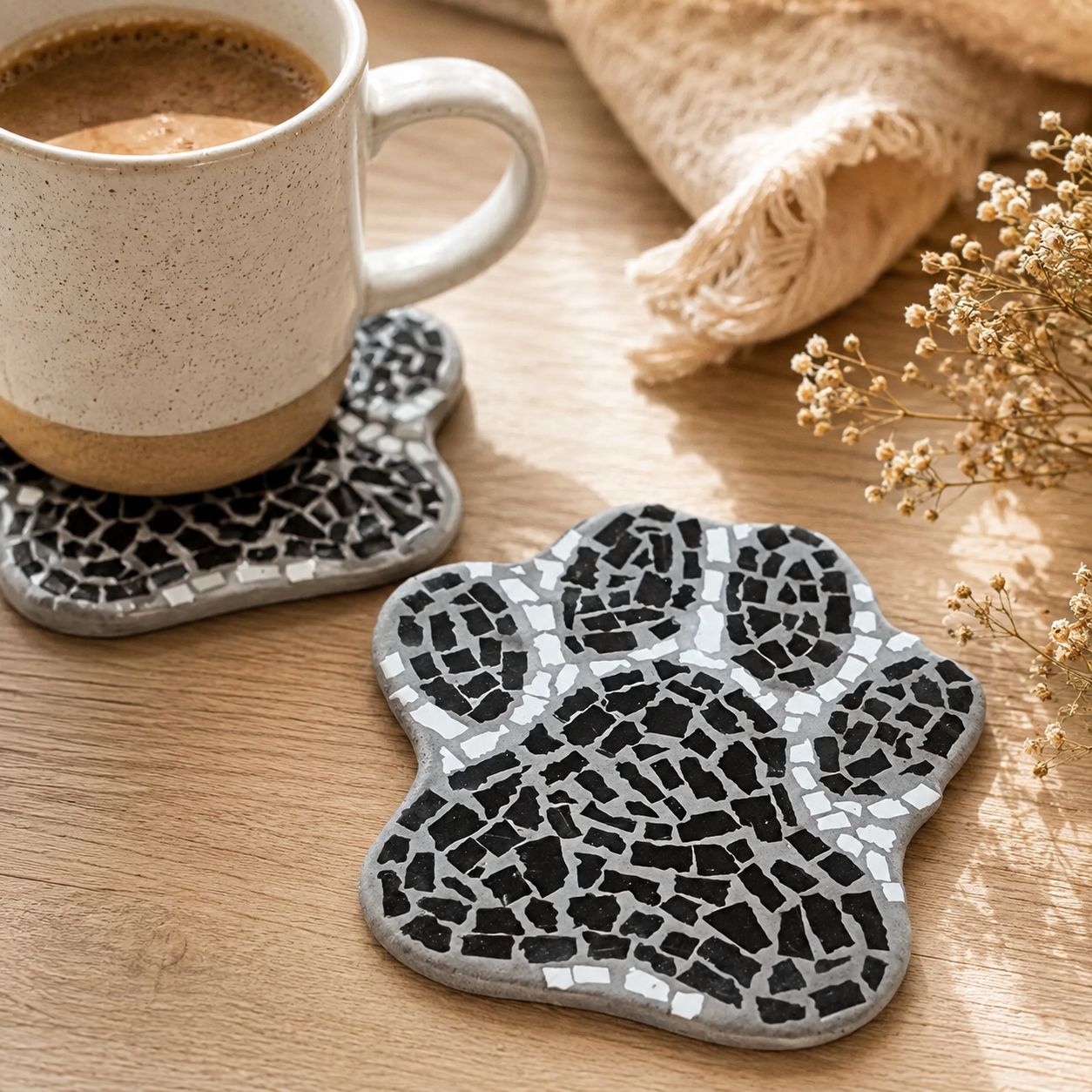 Paw Print Mosaic Coaster DIY Kit – 10cm Shaped | Beginner-Friendly  | 🌱 Level 1