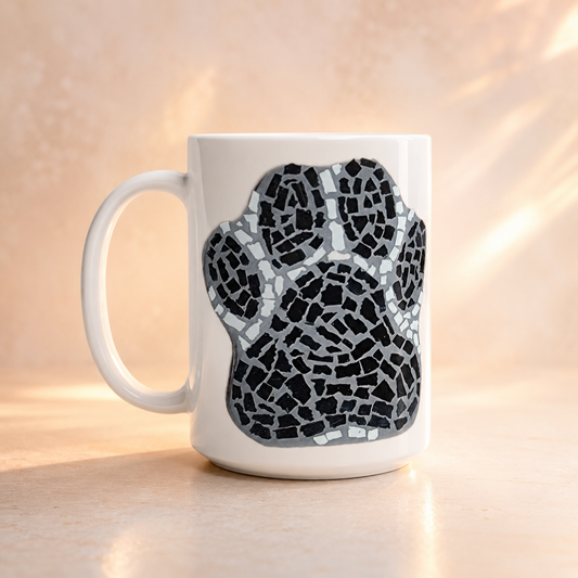 🐾 Paw Print Coaster Ceramic Mug — 15oz Pet Memorial Mug