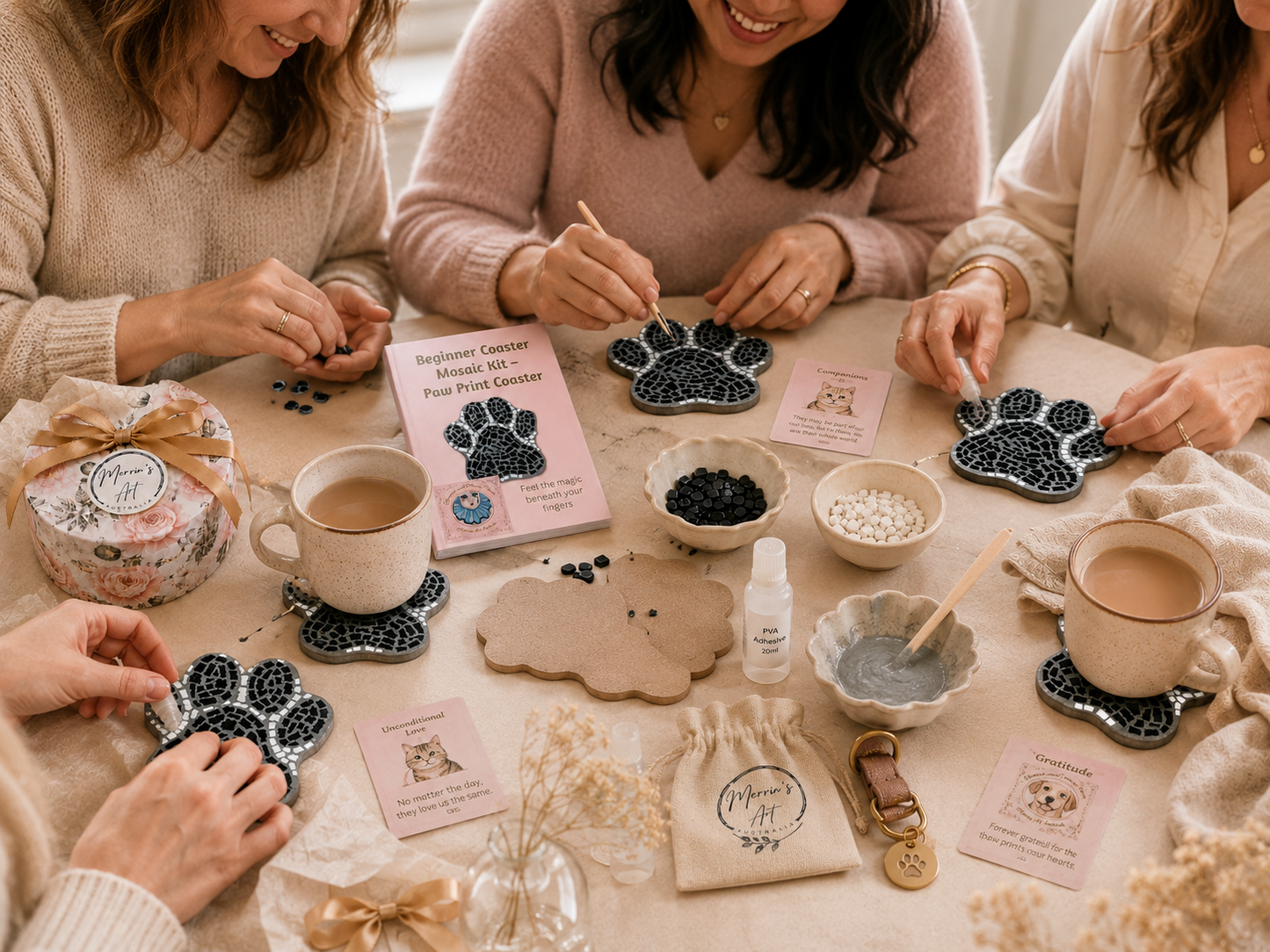 Paw Print Coaster Mosaic Kits for Families & Friends | Create Together DIY Experience
