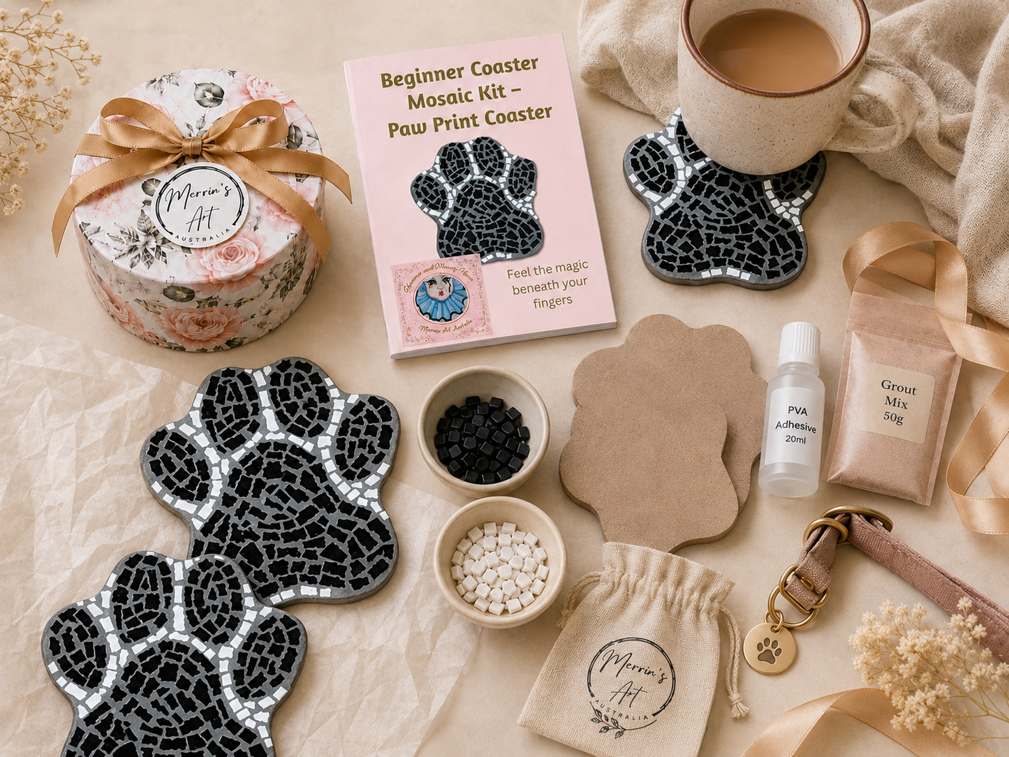 Paw Print Coasters Level 1 Physical Kit — Set of 4