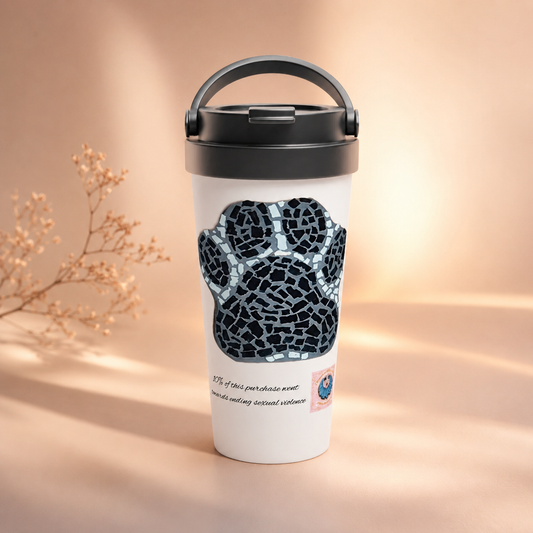Paw Print Coaster Travel Mug | 15oz Stainless Steel Pet Lover Mug