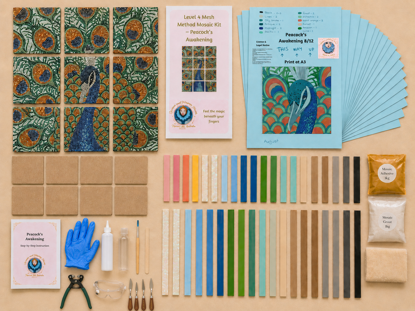Peacock's Awakening Hanging Mosaic Maker’s Studio DIY Kits | 12x A3 | 🛠 Level 4