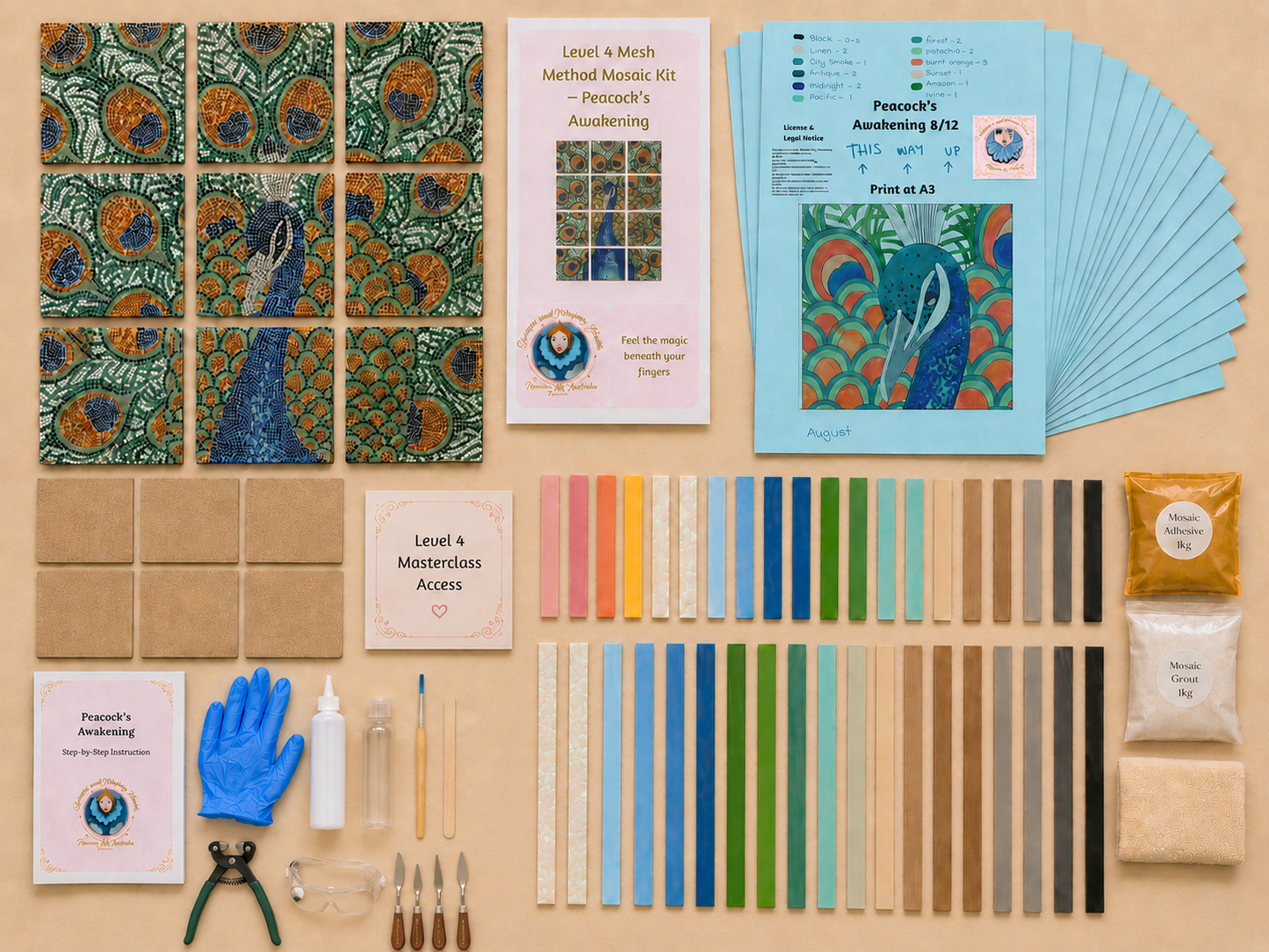 Peacock's Awakening Hanging Mosaic Maker’s Studio DIY Kits | 12x A3 | 🛠 Level 4