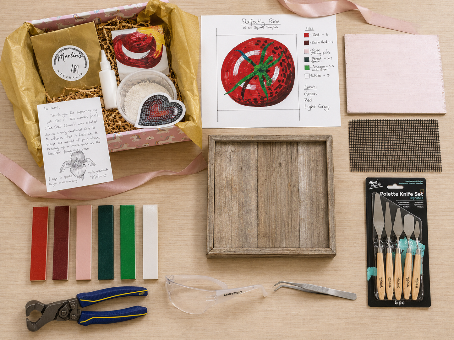 Perfectly Ripe Tomato Mosaic Design | Deluxe Mosaic Art Kit with Recycled Timber Shadow Box | 🛠 Level 3 Masterclass Course
