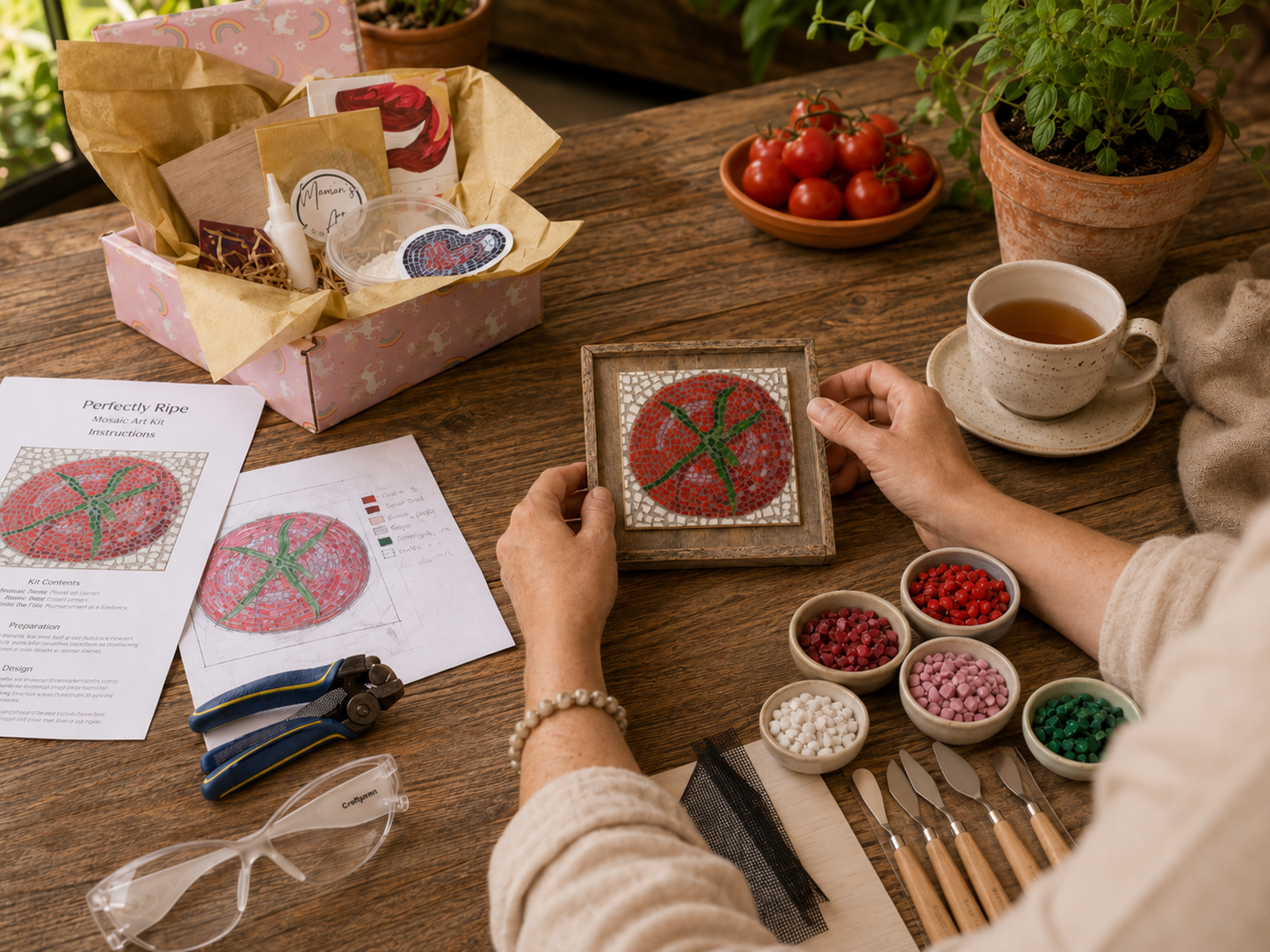 Perfectly Ripe Tomato Mosaic Design | Deluxe Mosaic Art Kit with Recycled Timber Shadow Box | 🛠 Level 3 Masterclass Course
