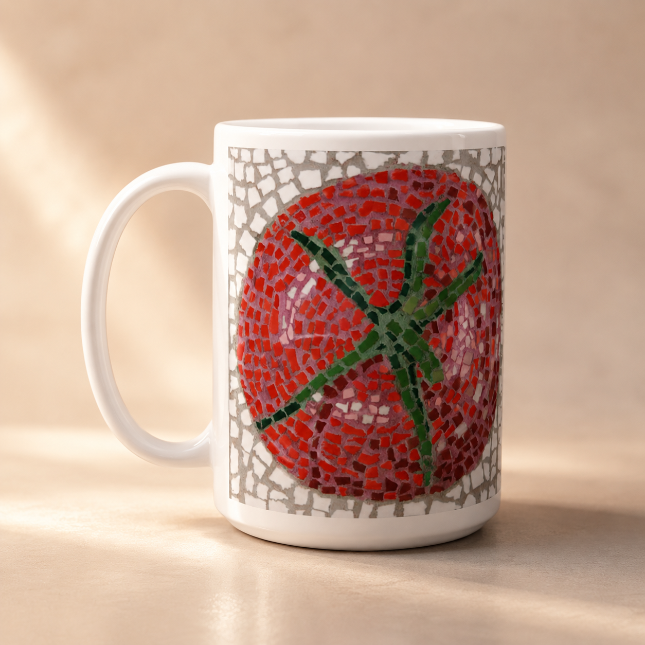 Perfectly Ripe Ceramic Mug | Tomato Mosaic Art Mug About Growth
