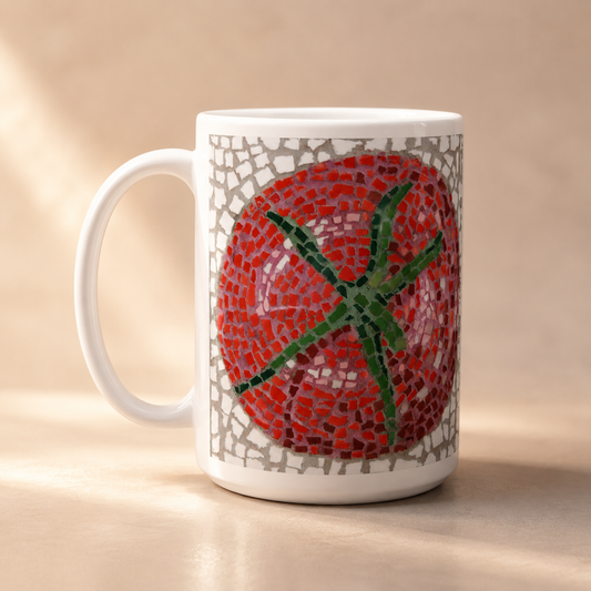Perfectly Ripe Ceramic Mug | Tomato Mosaic Art Mug About Growth