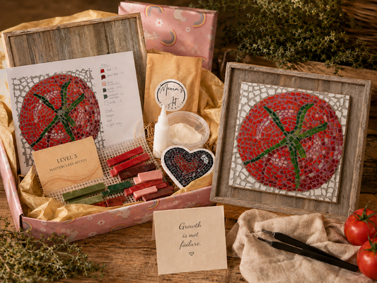 Perfectly Ripe Tomato Mosaic Design | Deluxe Mosaic Art Kit with Recycled Timber Shadow Box | 🛠 Level 3 Masterclass Course