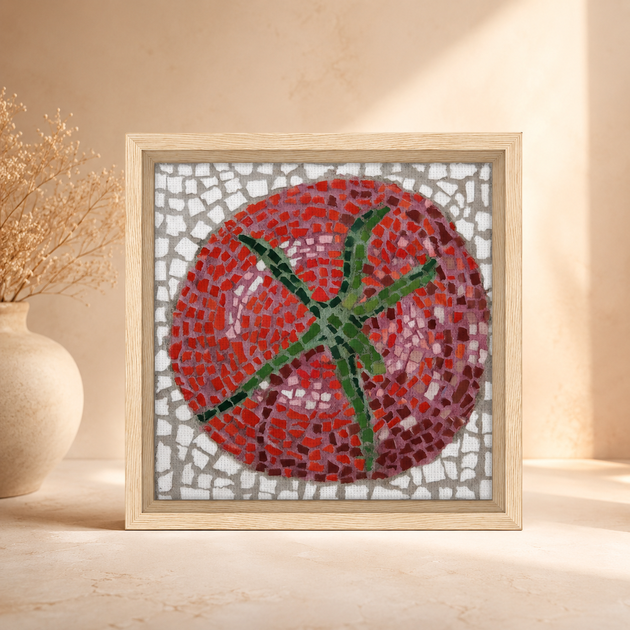 Perfectly Ripe Framed Canvas Print | Tomato Mosaic Wall Art
