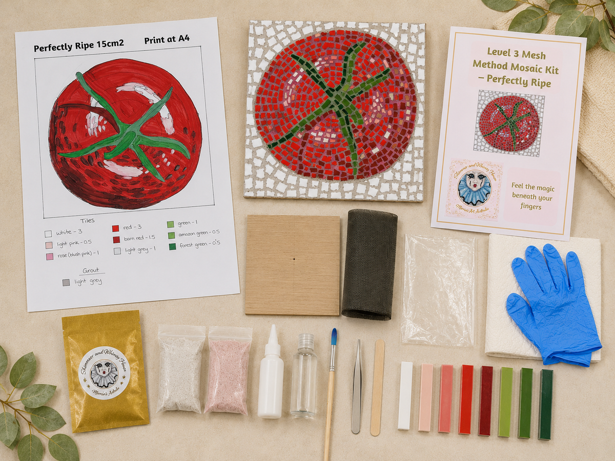 Perfectly Ripe Tomato Mosaic Kit | Luxury Mosaic Art Kit with Plywood Board | 🛠 Luxury Kit
