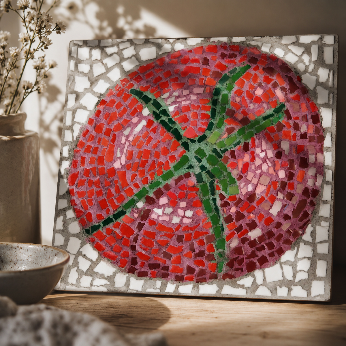 Perfectly Ripe Tomato Mosaic Kit | Luxury Mosaic Art Kit with Plywood Board | 🛠 Luxury Kit